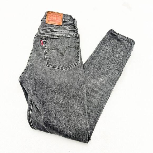 Levi's 501 S Skinny Gray Charcoal Wash Button Fly Skinny Denim Jean Size 24 x 28 - Picture 9 of 9